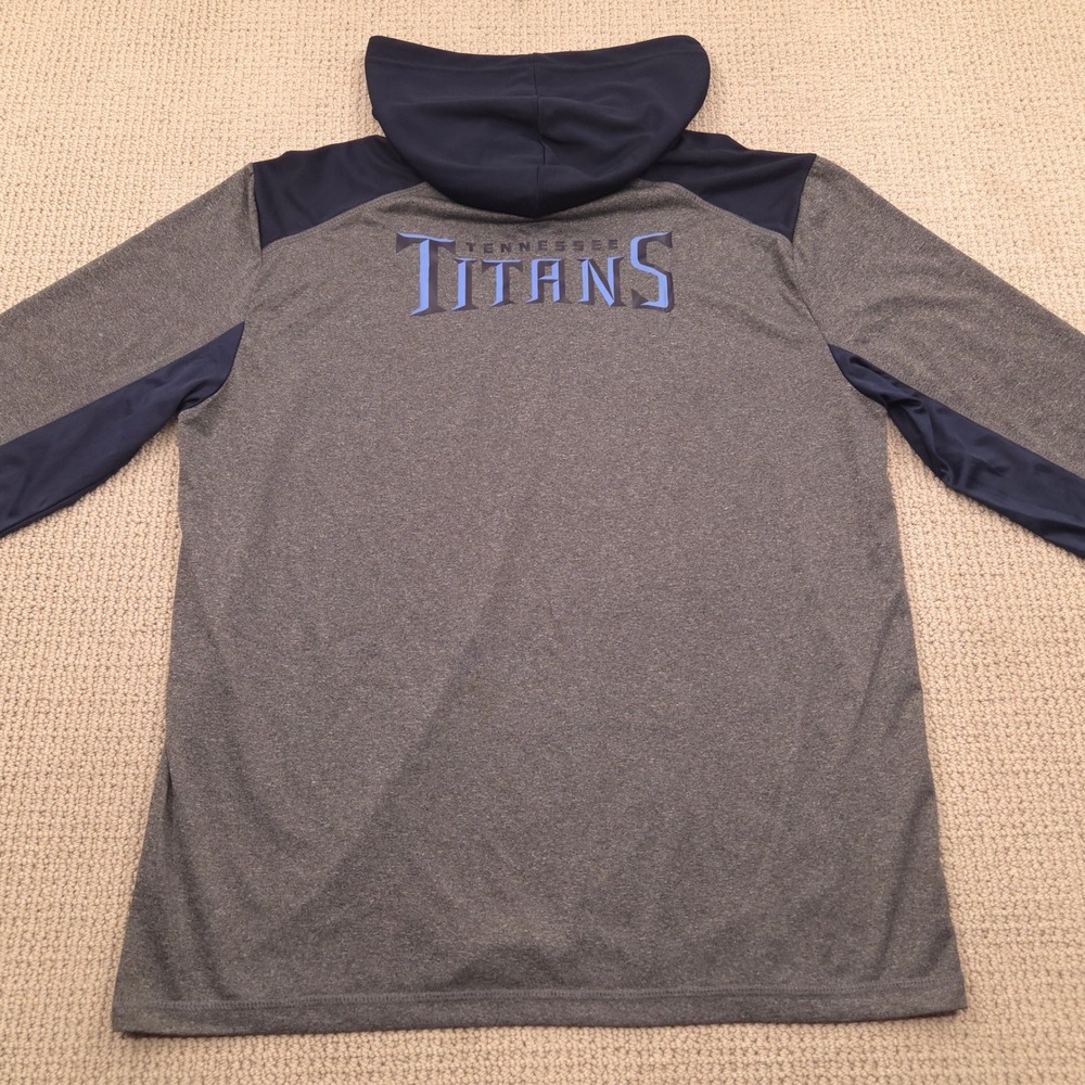 NFL Team Apparel Titans 1/4 Zip Long Sleeve Hooded Shirt Grey Blue Mens XL - Picture 3 of 9